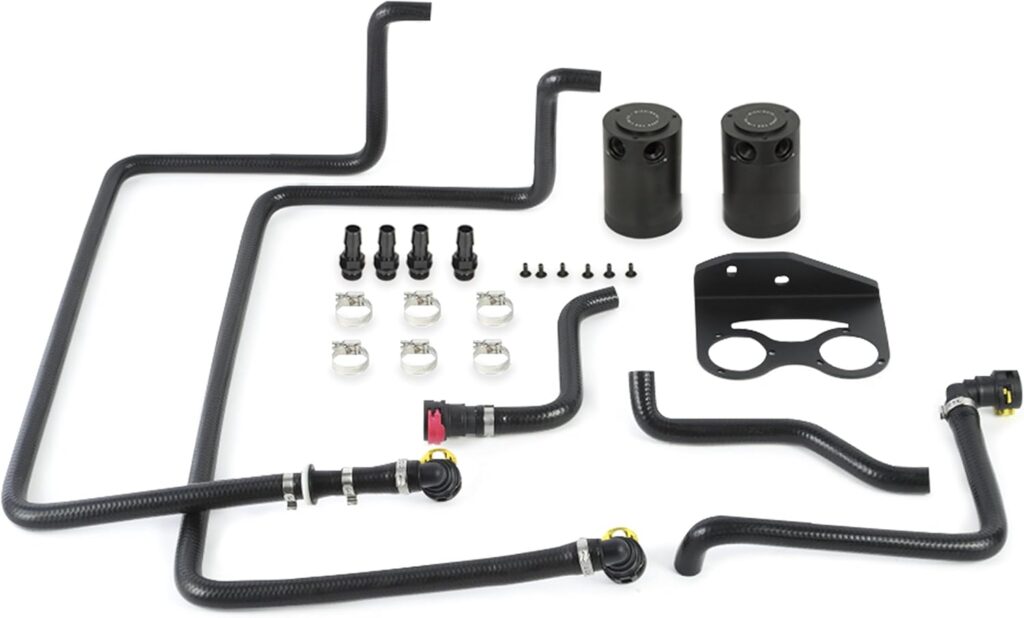 Mishimoto MMBCC-F27T-15SBE Baffled Oil Catch Can for Ford F-150 2.7L Ecoboost