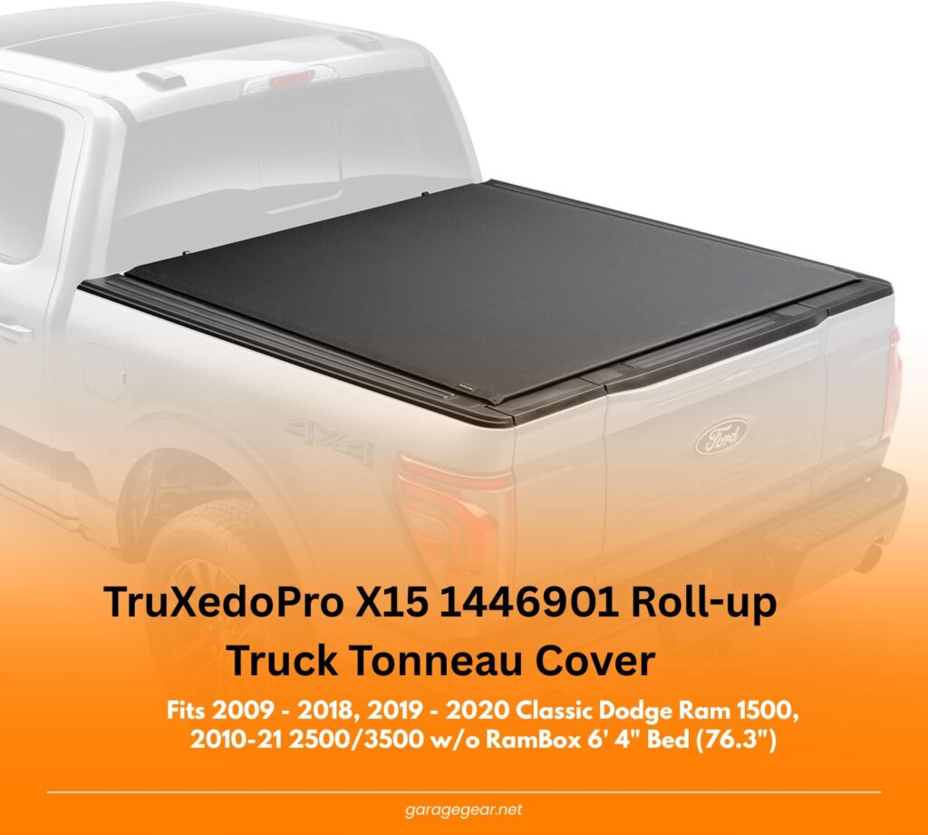 RealTruck TruXedo Pro X15 Soft Roll Up Truck Bed Tonneau Cover | 1446901 | Fits 2009 - 2018, 2019 - 2020 Classic Dodge Ram 1500, 2010-21 2500/3500 w/o RamBox 6' 4" Bed (76.3")