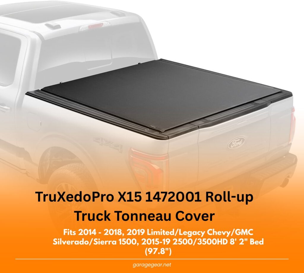 RealTruck TruXedo Pro X15 Soft Roll Up Truck Bed Tonneau Cover | 1472201 | Fits 2014 - 2018, 2019 Limited/Legacy Chevy/GMC Silverado/Sierra 1500, 2015-19 2500/3500HD 8' 2" Bed (97.8")
