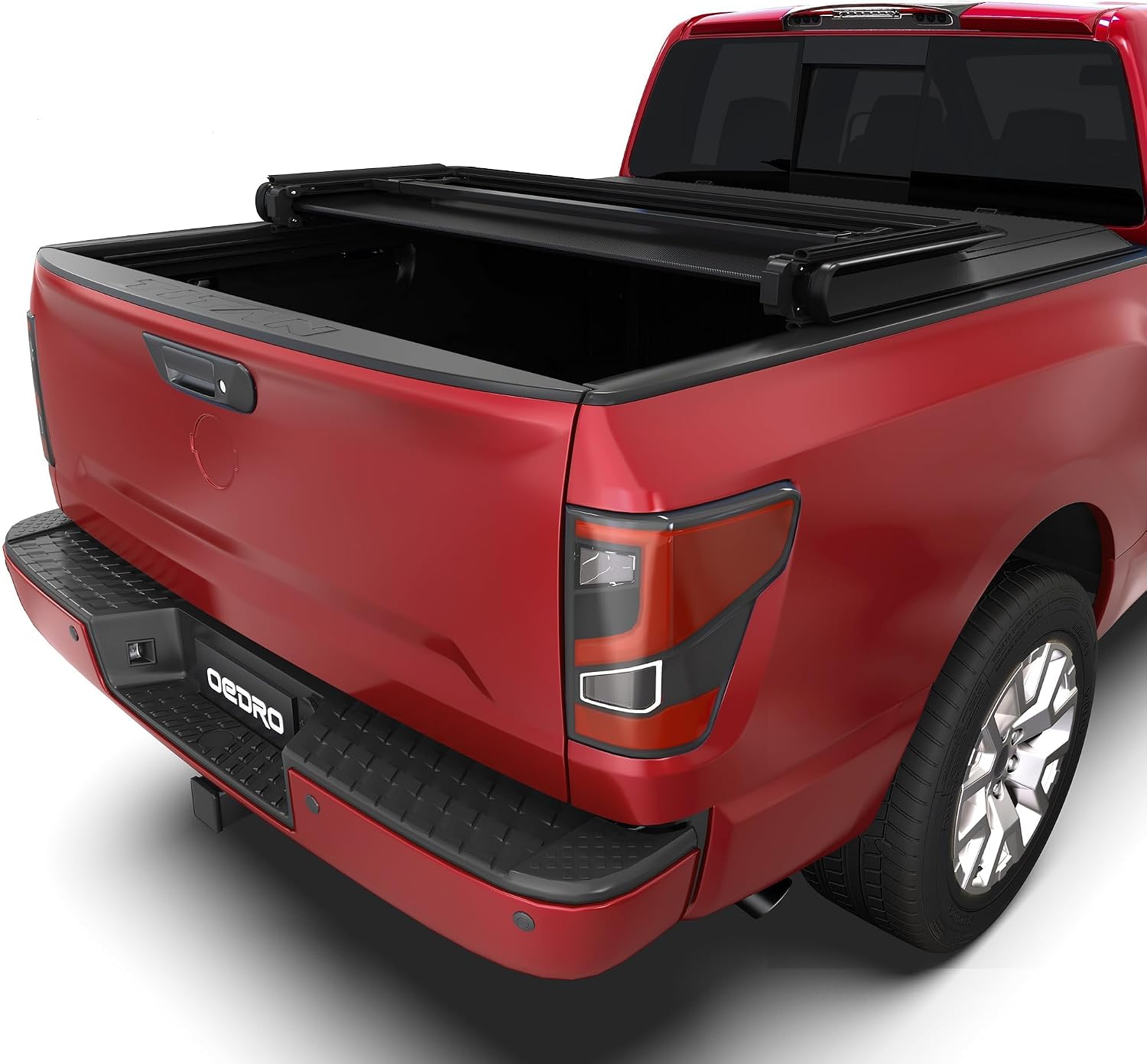 OEDRO Soft Tri-Fold Tonneau Cover for 2017 Nissan Frontier 6' (73") Bed | Fits 2005–2021
