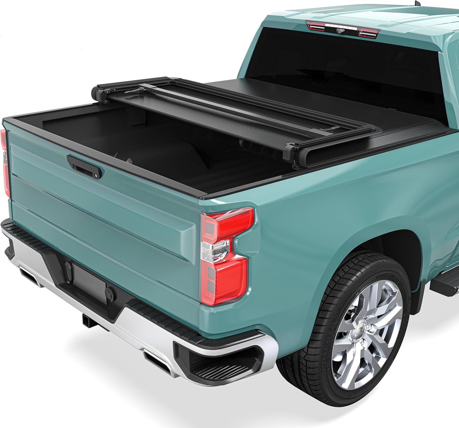 SYNTHACY Soft Tri-Fold Truck Bed Tonneau Cover GMC MultiPro Tailgate 5.8ft Bed | Fits 2019-2026